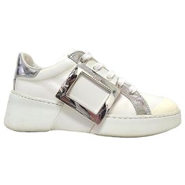 Roger Vivier White Vib Skate Metal Buckle Sneaker