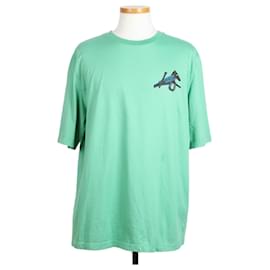 Kurzärmeliges T-Shirt mit Pferd-Lederpatch Mintgrün - Hermès