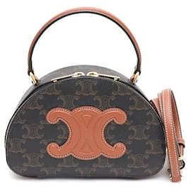 Bolsa Tote e Bolsa Transversal Trio Canvas Tan Half Moon Case - Céline