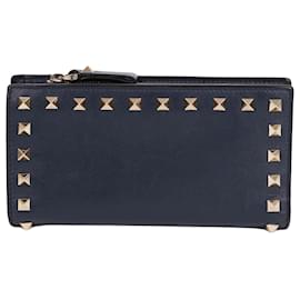 Valentino Portafoglio lungo Rockstud blu navy da donna