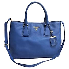 Prada Borsa Tote e Borsa a Spalla Vitello Daino Blu
