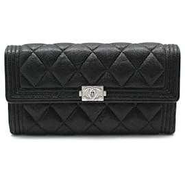 Cartera larga Silver Boy negra de Black Caviar - Chanel