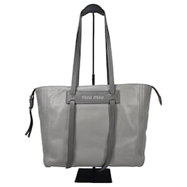 Miu Miu Grauer Leder-Tote-Bag im Look