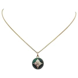 Louis Vuitton Collana con pendente a fiore in malachite e oro giallo e diamanti
