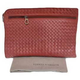 Bottega Veneta Portadocumenti clutch in pelle di vitello Intrecciato bordeaux
