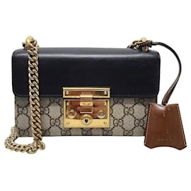 Bolso pequeño de cadena de cuero GG Supreme Padlock - Gucci