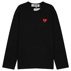 Comme Des Garcons Langarm-T-Shirt mit rotem Patch