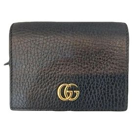 Gucci GG Marmont Kartenetui aus schwarzem Leder