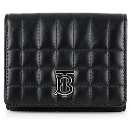 Burberry TB Logo gesteppte Ledergeldbörse mit Kette (Schwarz)