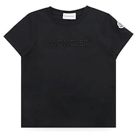 Logo com letras bordadas de manga curta (Preto) (Tamanho Adulto disponível) - Moncler