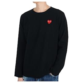 Comme Des Garcons Rundhals-Strickpullover mit rotem Patch für Herren (Schwarz) BLACK