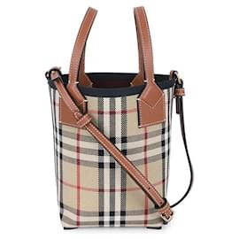 Mini borsa tote in pelle London Vintage Check da donna (Beige) - Burberry