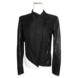 Asymmetrische Kurzjacke aus schwarzem Ramskin von Helmut Lang