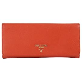 Lange Saffiano Geldbörse für Damen Orange Goldbeschichtet - Prada