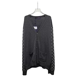 Louis Vuitton Monogramm-Mix Cardigan aus grauem Kaschmir