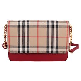 Burberry Mini borsa a tracolla con catena Vintage Check Red