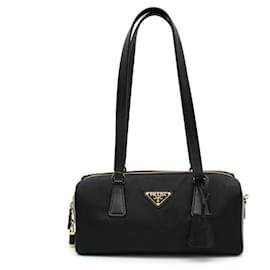 Prada Borsa con manico superiore in nylon e pelle di medie dimensioni con lucchetto