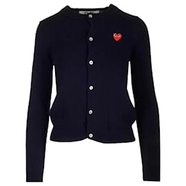 Comme Des Garcons Wollstrickjacke mit rotem Herz-Aufnäher (AX