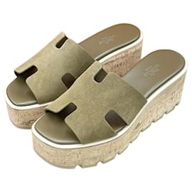 Hermès Sandali Eje in scamosciato Khaki