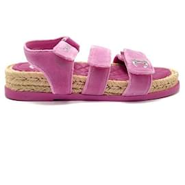 Chanel Espadrille-Sandalen aus Samt mit Klettverschluss
