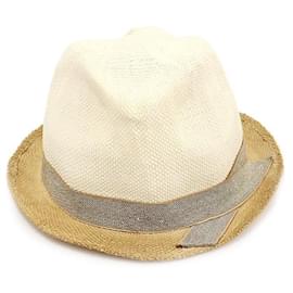 Brunello Cucinelli Cappello Fedora in paglia bicolore