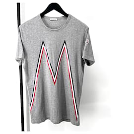 Moncler Logo Kurzarm-T-Shirt Grau