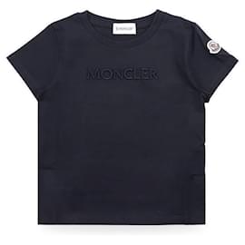 Camisa de manga curta com logotipo bordado para crianças (Marinho) (Tamanho adulto disponível) - Moncler
