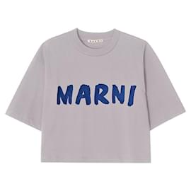 T-shirt corta a maniche corte con logo da donna - Marni