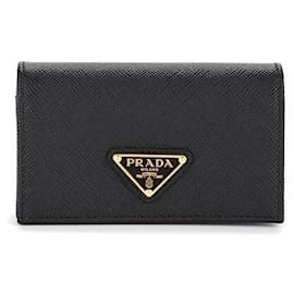Tarjetero Saffiano Logo Triángulo Negro - Prada