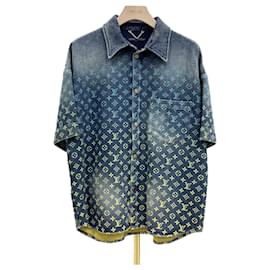 Camicia in denim a maniche corte con monogramma arcobaleno - Louis Vuitton