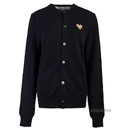 BLACK Unisex Cardigan mit goldenem Herz - Comme Des Garcons