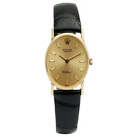 Rolex Reloj Cellini Small de cuero oval para mujer, Oro, Manual