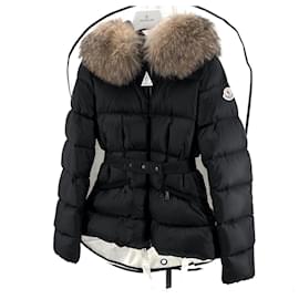 Jaqueta de plumas feminina Moncler Boed em pele de raposa preta