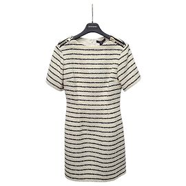 Louis Vuitton Vestido de tweed a rayas blanco y negro