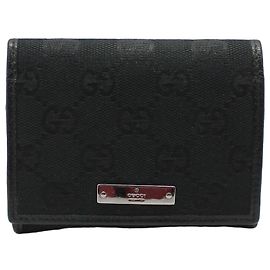 Gucci Kartenetui aus schwarzem GG-Logo-Jacquard mit Silberbeschichtung