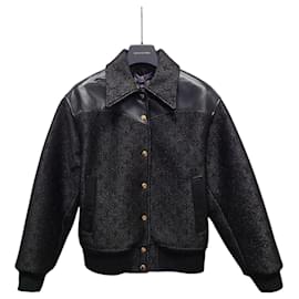 Louis Vuitton Schwarze Bomberjacke mit Monogramm-Glitzer