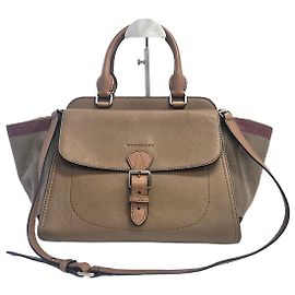 Burberry Bolso de Hombro House Check Grain Small Banner Marrón