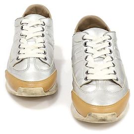 Hermès Sneakers GOAL da donna in pelle marrone con bordatura in pelle Nappa argento