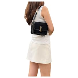 Saint Laurent Piccola borsa a tracolla Solferrino in nubuck trapuntato nero