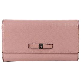 Gucci Sima Lederlanger Geldbeutel mit rosa Schleife