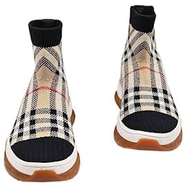 Kinder-Sneaker aus Denim mit Karomuster - Burberry