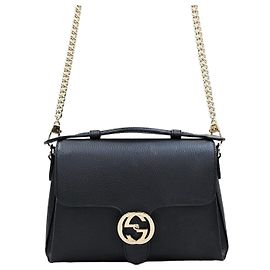 Gucci Interlocking Top Handle Leder Schultertasche mit Kette