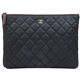 Chanel Clutch Classic Caviar New Medium Black Silver Series