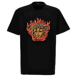 Medusa Flame Besticktes T-Shirt - Versace