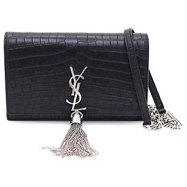 Saint Laurent Bolsa Crossbody WOC Crocodile Kate com tassel