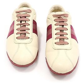 Gucci Beige Leder WEB Icon Low-Top Damen Sneaker