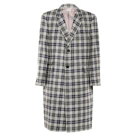 Cappotto in lana a quadri tartan oversize Mad Gray - Thom Browne