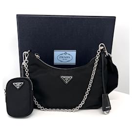 Prada Borsa Hobo Multi Tessuto in Nylon Crossbody Nero