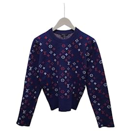 Navy Multicolour Monogram Jacquard Strickpullover - Louis Vuitton