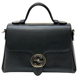Gucci Borsa a mano con manico superiore e tracolla a catena con dettagli in pelle Nero